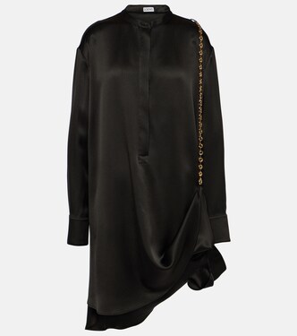 Verziertes Hemdblusenkleid aus Seidensatin | Loewe