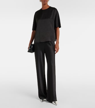 Pantaloni regular in raso a vita alta | Vince