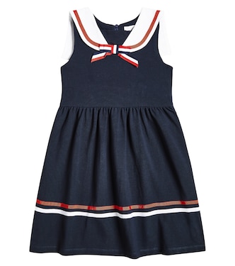 Bow-detail striped cotton dress | Patachou