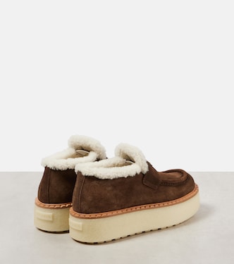 Shearling-lined suede platform loafers | Prada