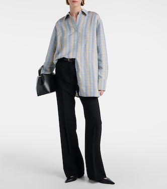 Checked oversized linen-blend shirt | Toteme
