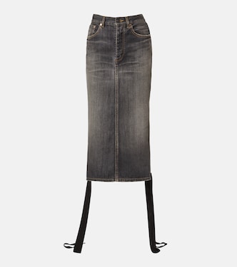 Falda tubo en denim con cordones | Balenciaga