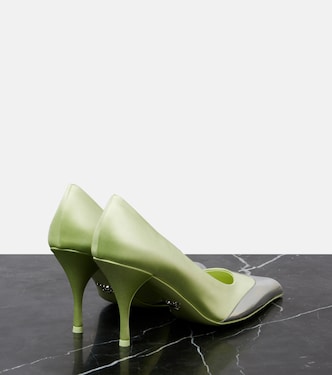 Pumps 85 in raso e pelle metallizzata  | Prada