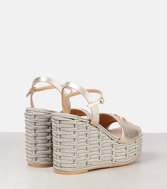 VLogo metallic leather wedge sandals | Valentino Garavani