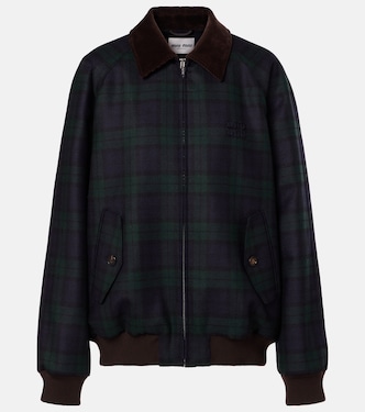Veste blouson en laine vierge à carreaux | Miu Miu