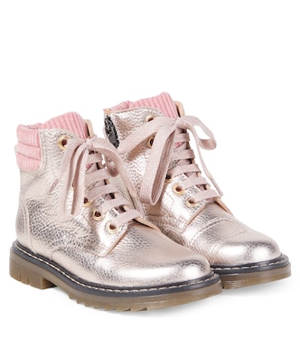 Metallic leather lace-up boots | Pom d'Api