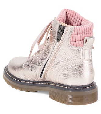 Metallic leather lace-up boots | Pom d'Api