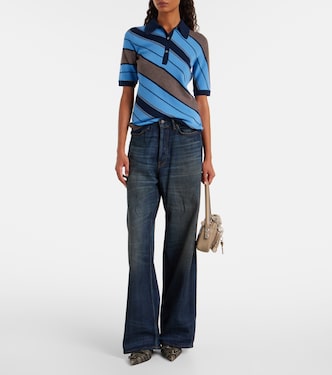 Ribbed-knit striped wool polo shirt | Acne Studios
