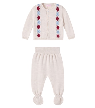 Bebé - set de cárdigan y pantalones de lana virgen | La Coqueta