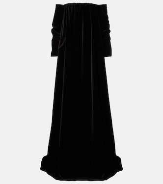 Open-back cotton velvet gown | Max Mara