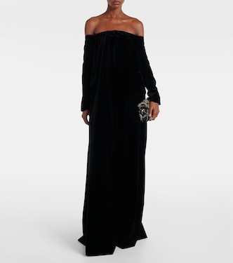 Open-back cotton velvet gown | Max Mara