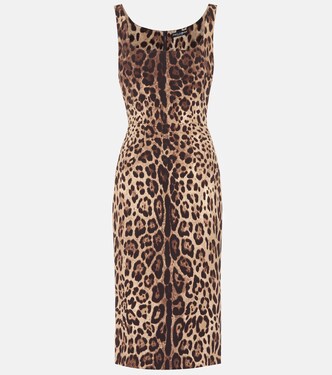 Abito a stampa leopardo in seta stretch | Dolce&Gabbana