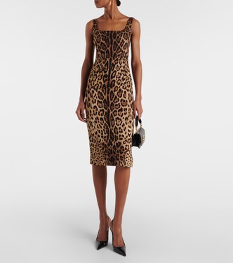 Abito a stampa leopardo in seta stretch | Dolce&Gabbana