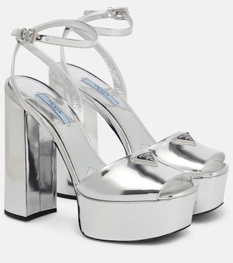 Leather platform sandals | Prada