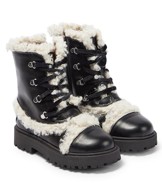 Shearling-trimmed leather lace-up boots | PèPè