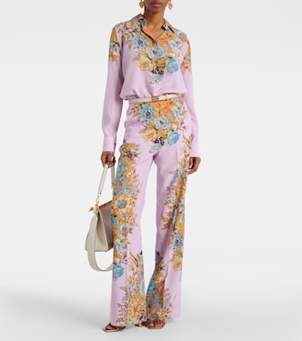Floral high-rise silk wide-leg pants | Etro