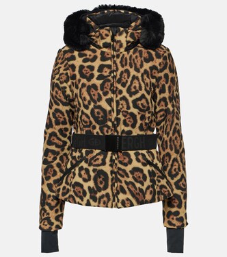 Fierce leopard-print faux fur down jacket | Goldbergh