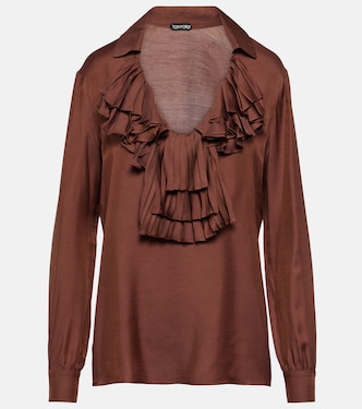 Blusa in twill con volant | Tom Ford