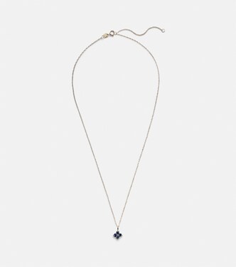 Halskette Luckiest Clover aus 10kt Gelbgold mit Saphiren | Stone and Strand