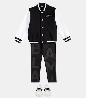 Chaqueta varsity de algodón con logo | Balmain Kids