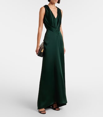 Robe longue en crêpe de satin | Victoria Beckham