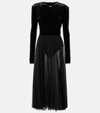 Midikleid aus Samt und Mesh | Norma Kamali