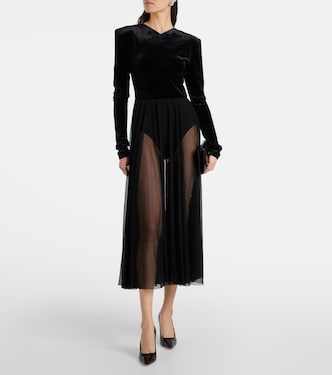 Midikleid aus Samt und Mesh | Norma Kamali