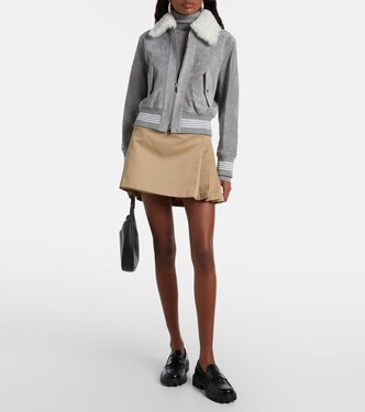 Shearling-trimmed suede jacket | Thom Browne