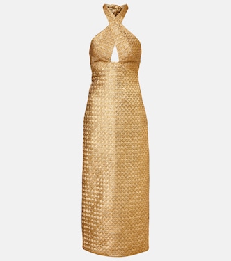 Cutout halterneck lurex® jacquard gown | Johanna Ortiz