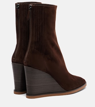 Saint Honoré 85绒面革坡跟及踝靴 | Aquazzura