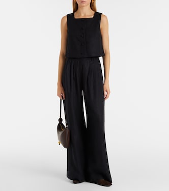 Pantalones anchos Parker de lino de tiro alto | Posse