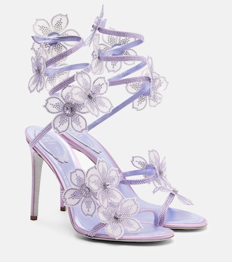 Floriane floral-appliqué satin sandals | Rene Caovilla