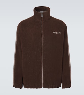 Logo cotton terry zip-up sweatshirt | Versace