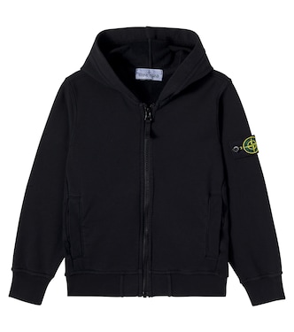 Compass cotton jersey zip-up hoodie | Stone Island Junior