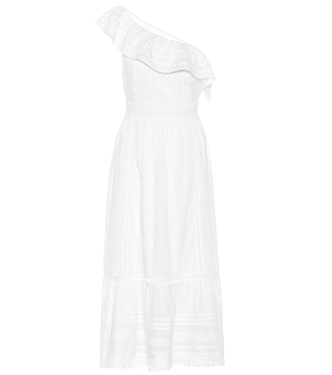 Coco one-shoulder cotton midi dress | Velvet