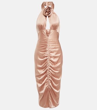 Ruched cutout satin midi dress | Alessandra Rich