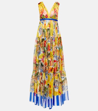 Robe longue Portofino imprimée en soie | Dolce&Gabbana