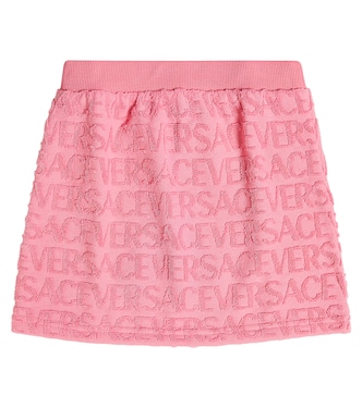 Falda de algodón con logo en jacquard | Versace Kids