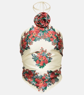 Top de seda con aplique floral | Magda Butrym