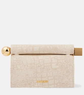 Rond Carré leather-trimmed canvas clutch | Jacquemus
