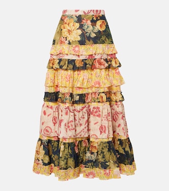 Jupe longue en coton à fleurs | Valentino