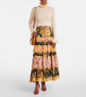 Jupe longue en coton à fleurs | Valentino