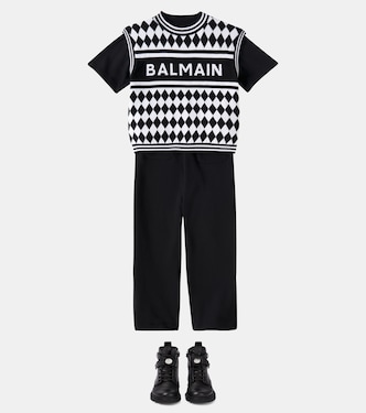 Camiseta de jersey de algodón con logo | Balmain Kids