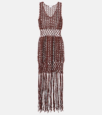 Vestido corto de algodón con flecos | Anna Kosturova