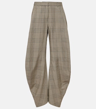 Plaid mid-rise barrel-leg pants | Acne Studios