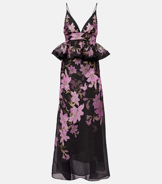Dawning floral linen and silk gown | Zimmermann