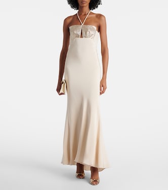 Abito lungo in seta con scollo all’americana | Roland Mouret