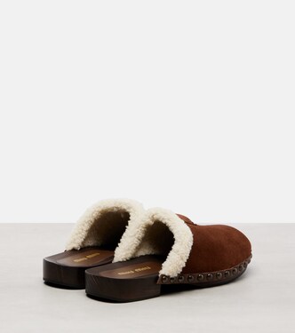Shearling-lined suede clogs | Miu Miu