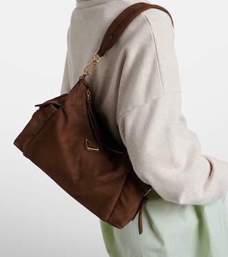 Prada Explore Large suede shoulder bag | Prada