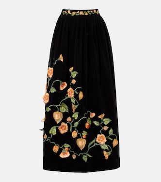 Tangelo embroidered cotton-blend maxi skirt | Agua by Agua Bendita